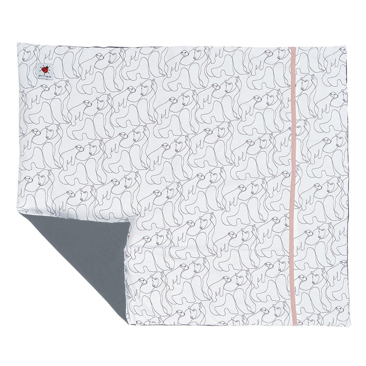 Maman ourse - Petite couverture mi-saison - liseré rose
